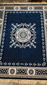 Navy blue and cream traditional Jhelam synthetic woollen carpet 5x7 feet for living room and bedroom decor