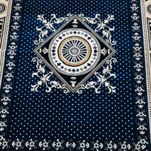 Navy blue and cream traditional Jhelam synthetic woollen carpet 5 x7 feet for living room and bedroom decor , washable